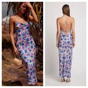 Sofia the Label / Isabelle Floral slip strappy violet midi Dress XS
